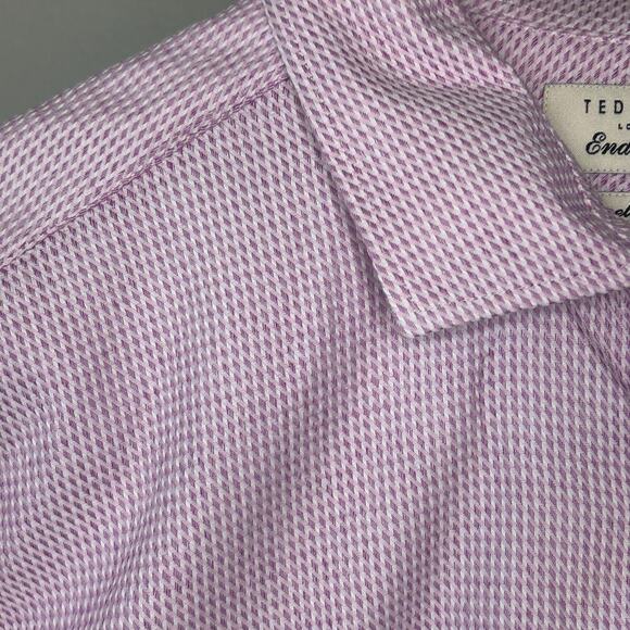 Ted Baker mens purple /pink long sleeve button up endurance shirt size 17.5 - Picture 2 of 13